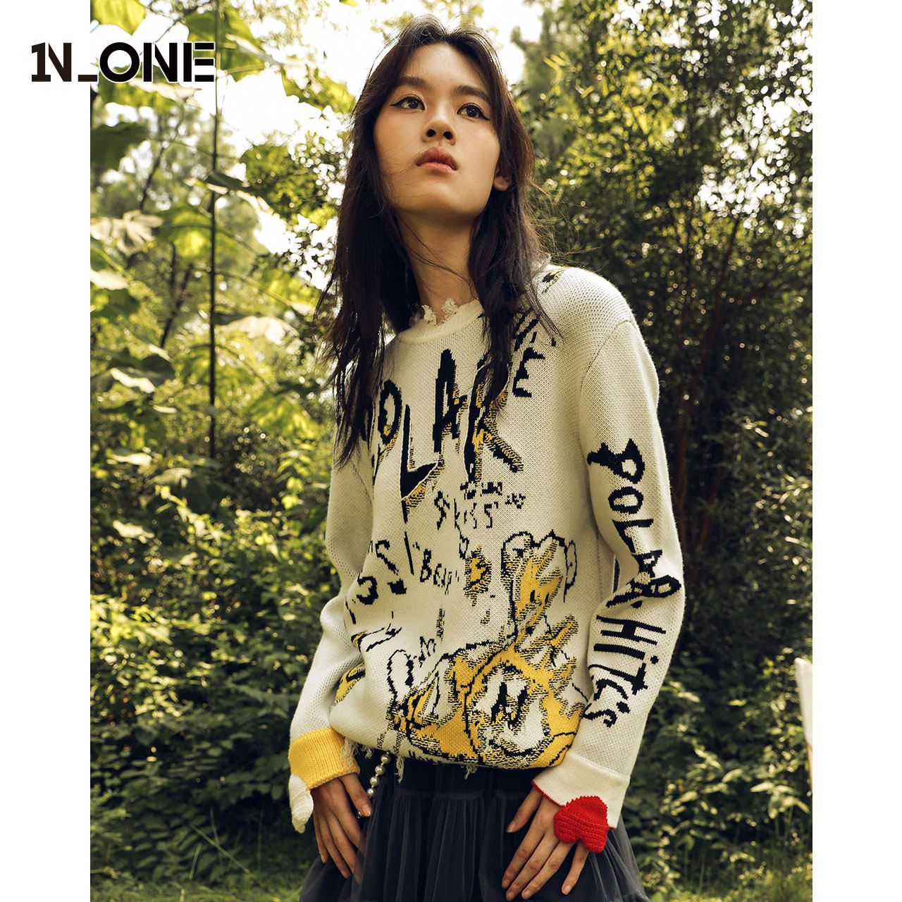 none慵懒破洞毛衣女士2021冬季新款字母设计毛衣