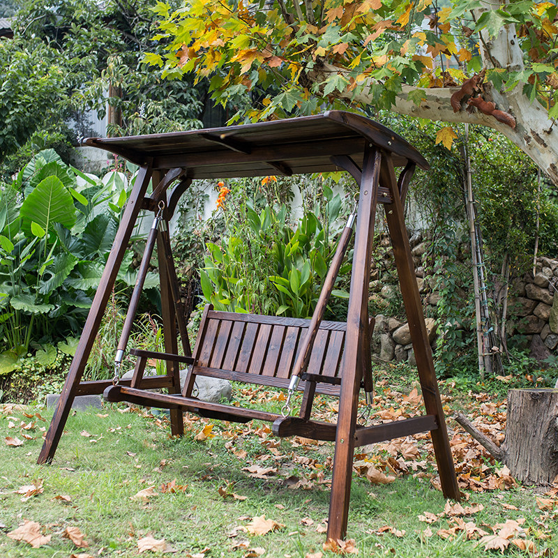 秋千户外实木双人摇椅成人防腐庭院休闲椅儿童户外秋千