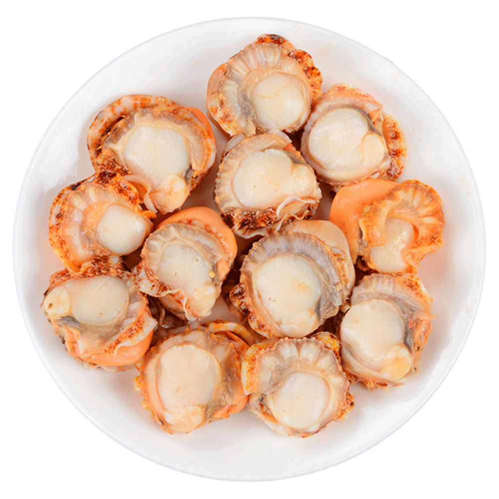 扇贝冷冻超大2斤速冻新鲜海鲜水产带黄特大扇贝