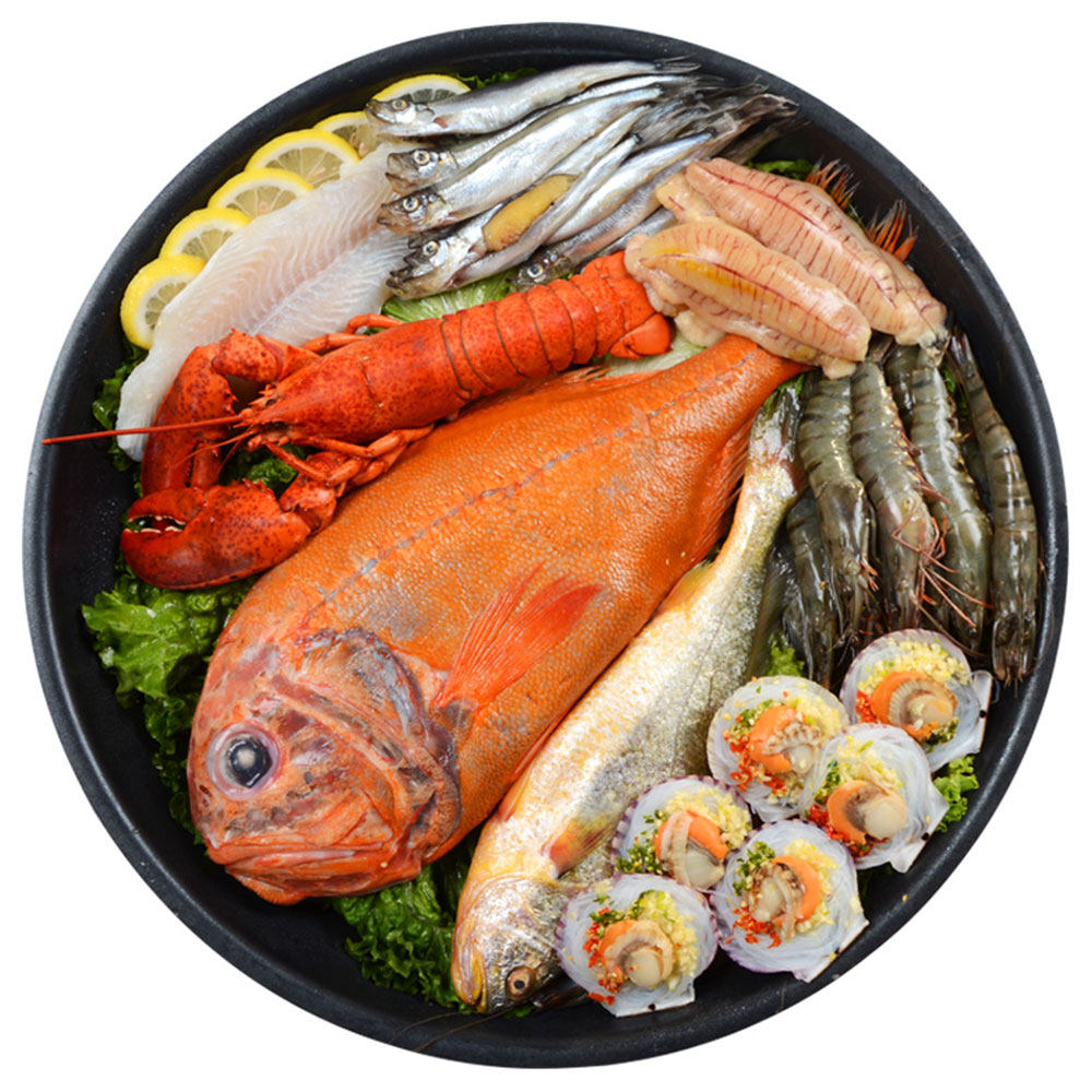 海鲜礼盒年货大礼包龙虾黄花鱼虎虾粉丝扇贝8种海鲜水产礼盒套装