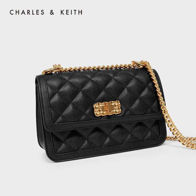 女神节礼物charleskeith女包ck280151108菱格链条单肩斜挎包