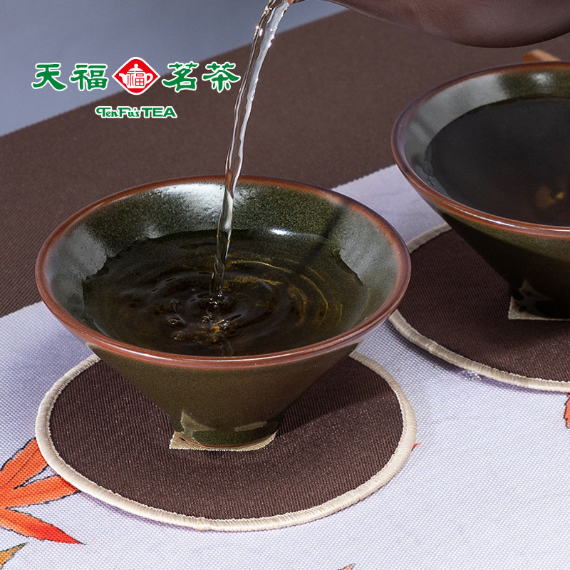 天福茗茶名家陈明辉汝窑功夫小茶杯子陶瓷黑曜杯建盏主人杯天目盏