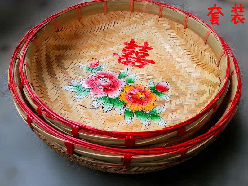 婚庆潮州中式手工竹匾筛子竹编簸箕竹湖潮汕果盆