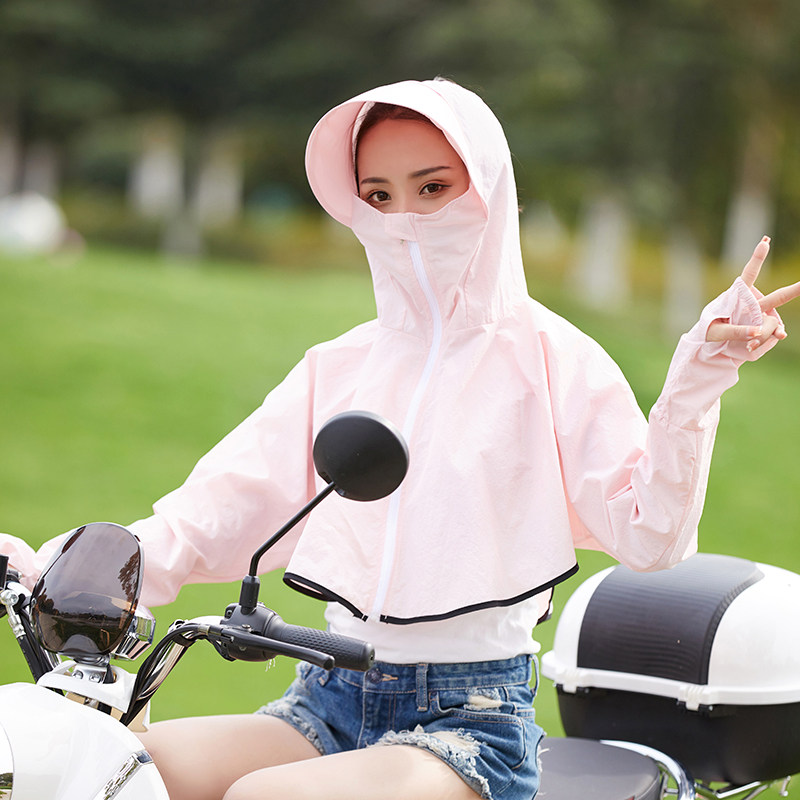 防晒电动车帽子披肩骑车电瓶车摩托车夏季女天防紫外线电动车防晒衣
