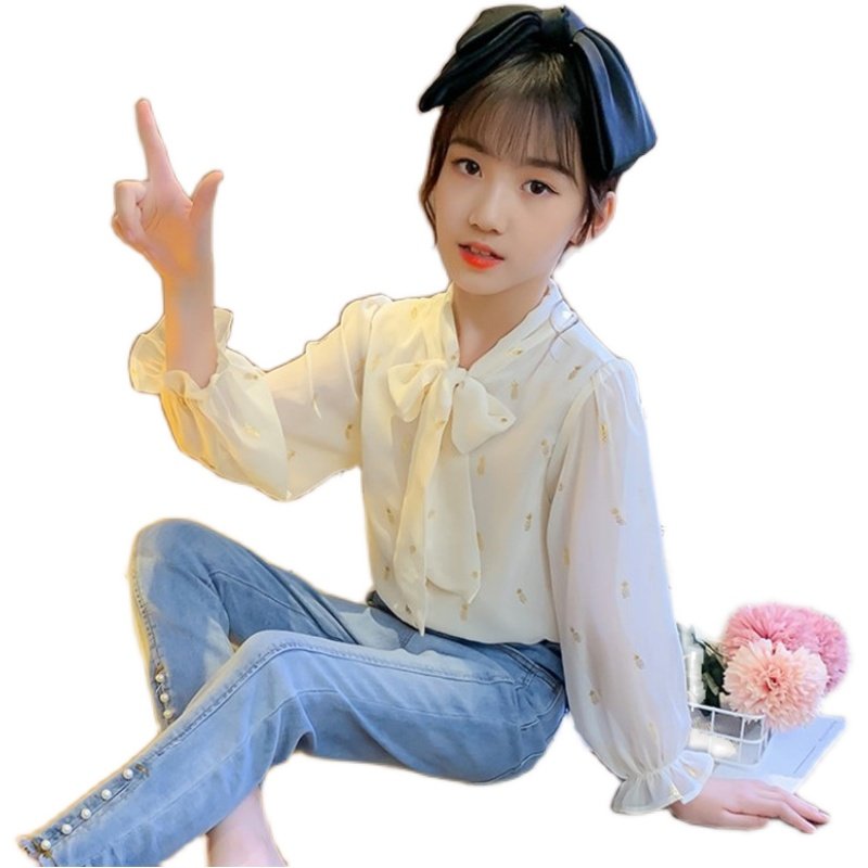 女童雪纺衬衫2020新款小女孩潮童童装中大洋气衬衫