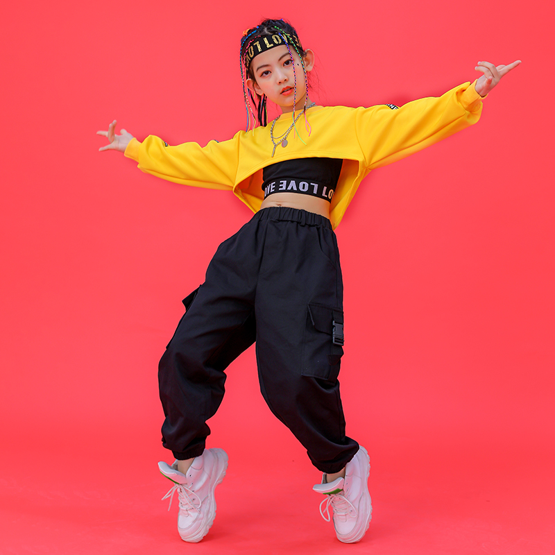 女童爵士舞套装街舞帅气服装女生嘻哈hiphop表演儿童演出服