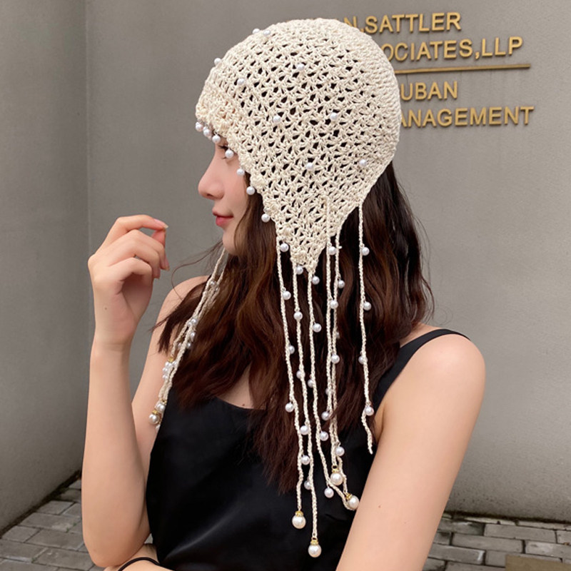 手工珍珠串珠流苏民俗风帽子棉春夏公主异域帽子