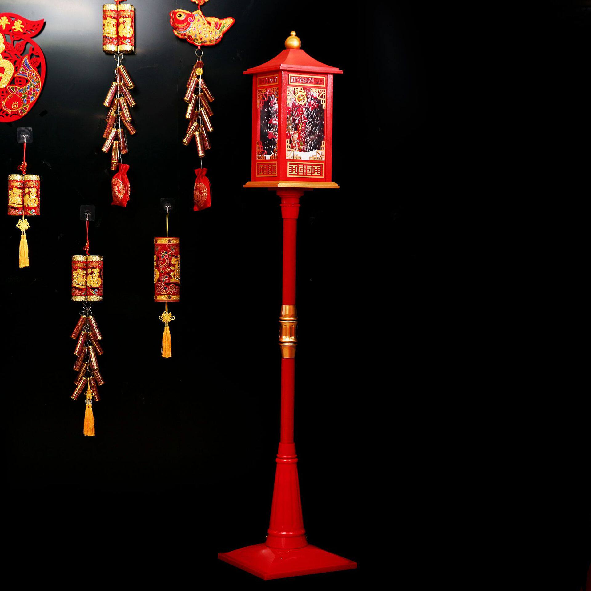 新年飘雪路灯春节亮化装饰品宫廷贺年灯笼元宵节灯笼