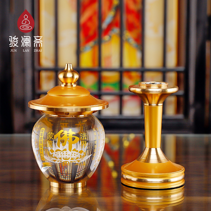 骏澜斋佛字心经供佛一对室内内插电长长明灯家用摆件