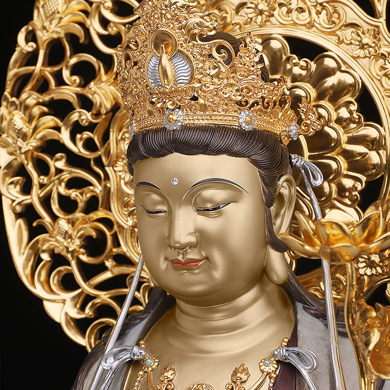 骏澜纯铜西方三圣神像大势世音菩萨阿弥陀佛像摆件