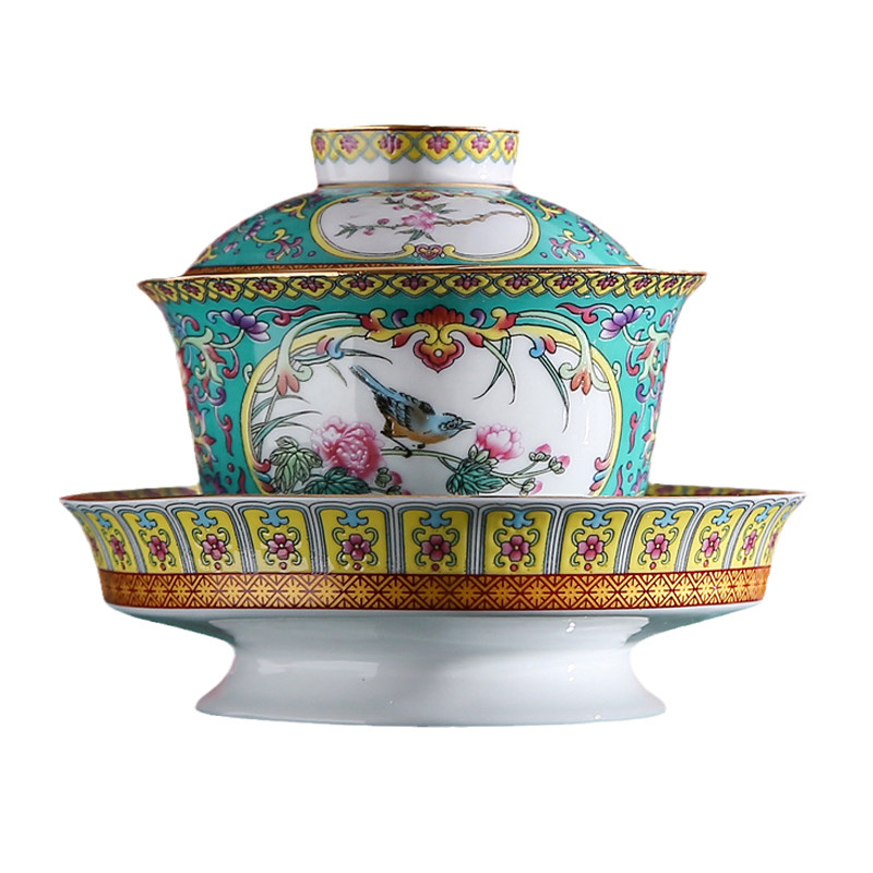 京隆堂茶具套装茶碗泡茶高端家用大号功夫茶三才盖碗