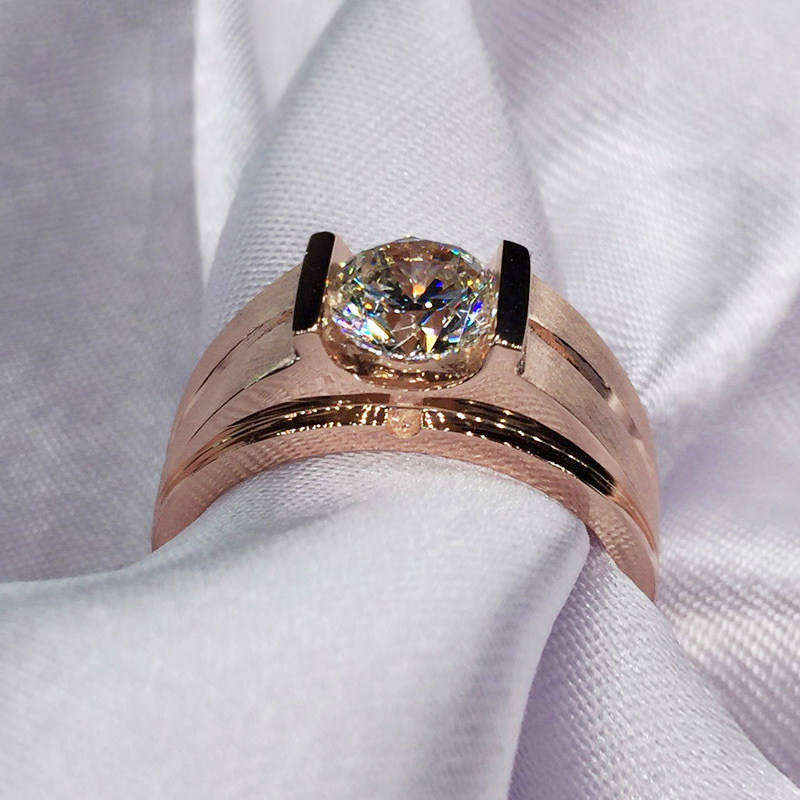 钻戒18k金结婚品包男正结婚克拉玫瑰金男戒戒指莫桑手饰