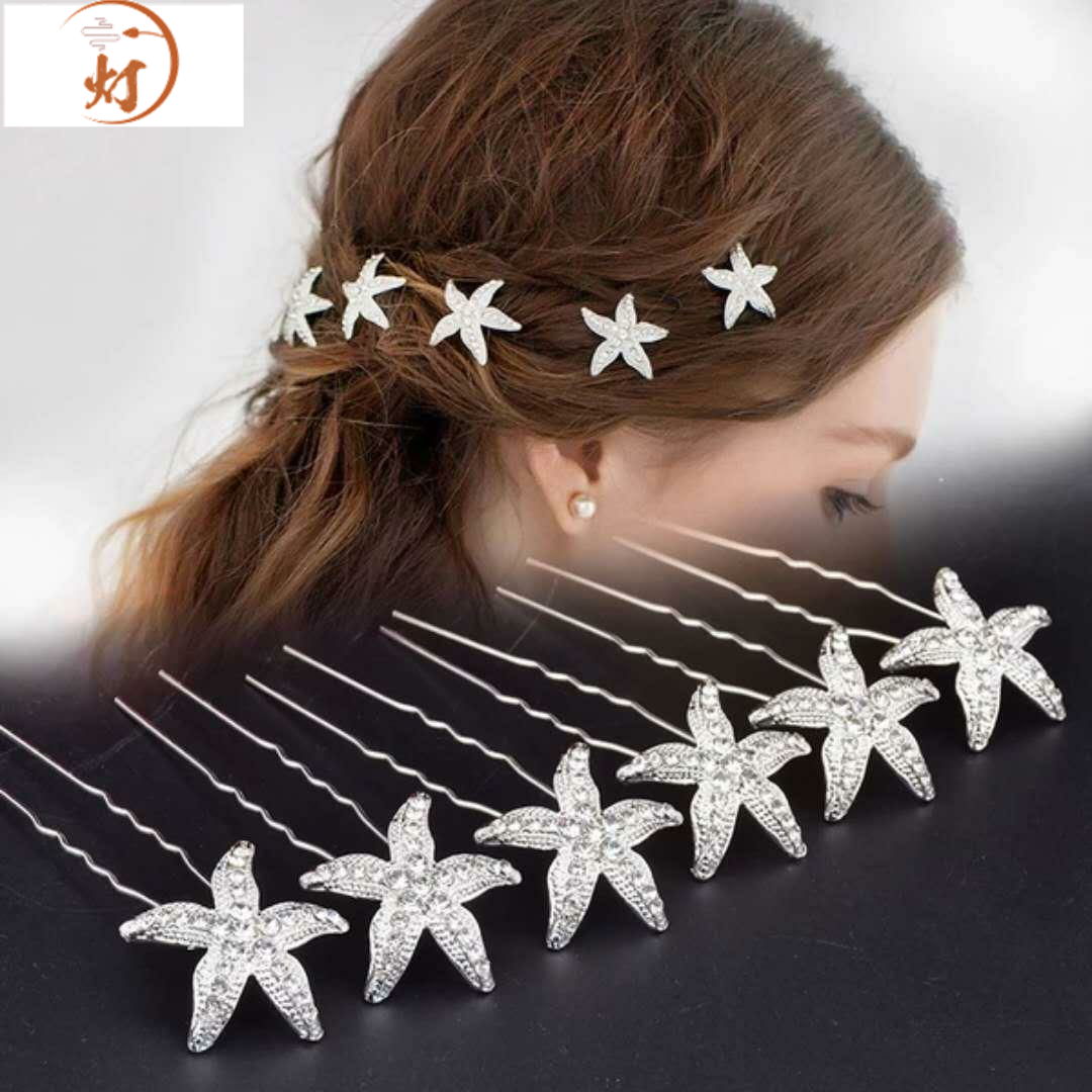 【买一送十珍珠】韩版头饰发饰发簪10支大人女童发夹发卡u型镶 - 一灯