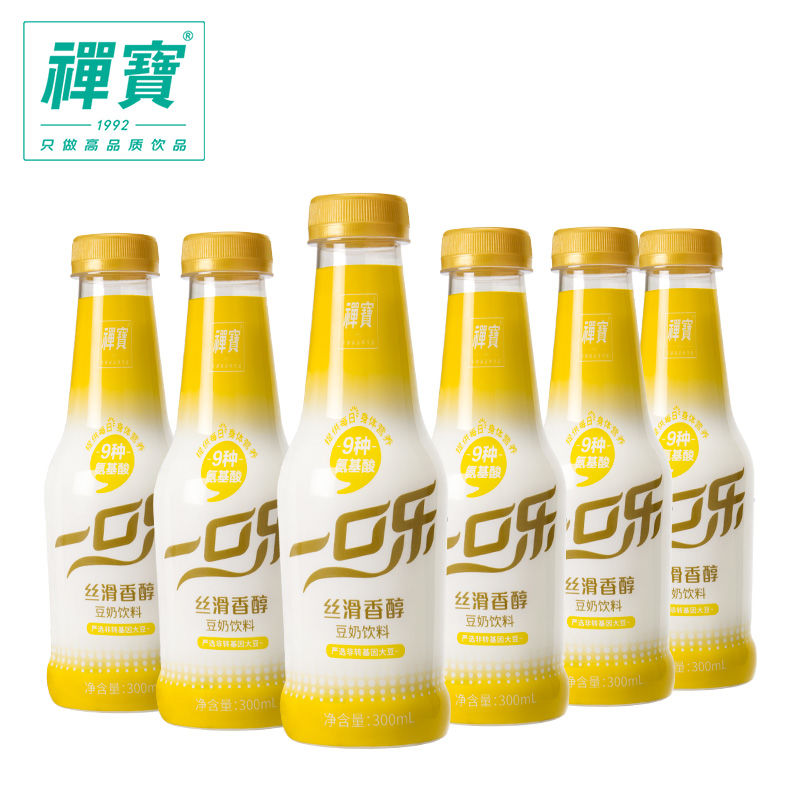 禅宝一口乐豆豆奶300ml10瓶整箱原味开盖即饮豆奶