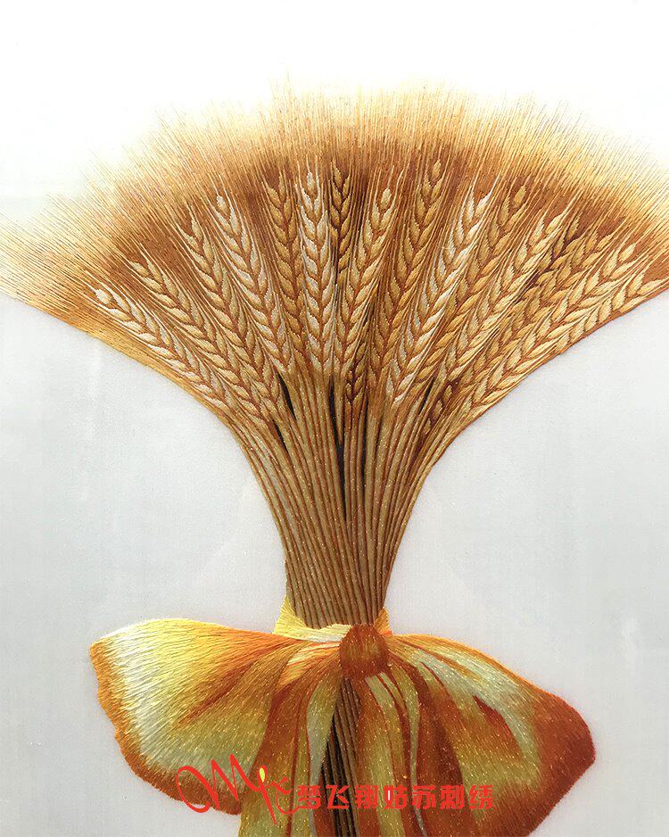 苏绣挂画麦穗大丰丰收客厅餐厅装饰画朋友客户苏绣