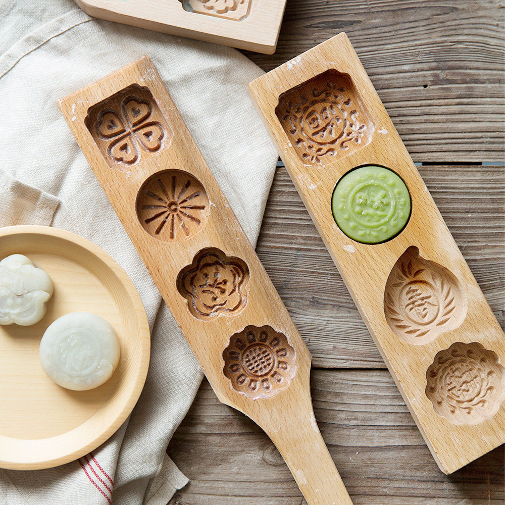 清明果绿豆糕南瓜饼模子干冰皮月饼馒头面年糕食品烘焙木质模具