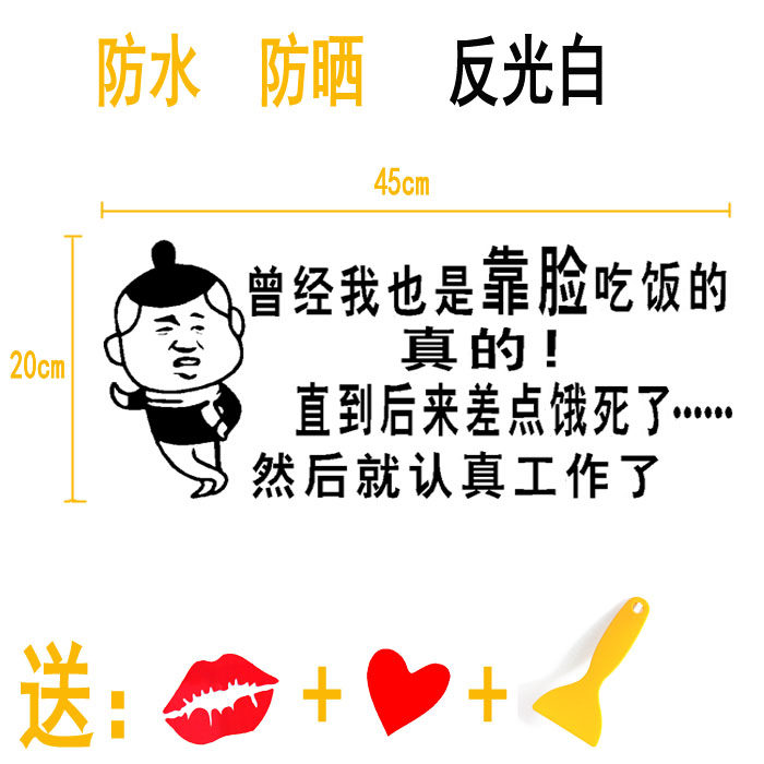 曾经我也是靠脸吃饭的直到后来差点饿死了就认真工作个性创意车贴