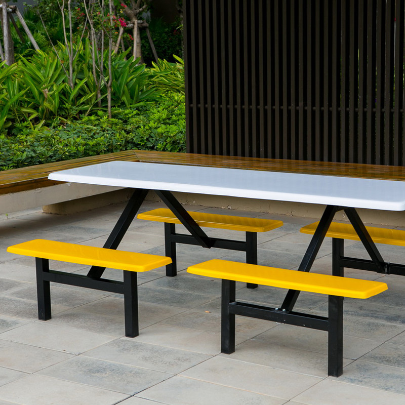 玻璃钢连体学生员工餐厅饭店小吃食堂快餐餐桌餐桌椅系列