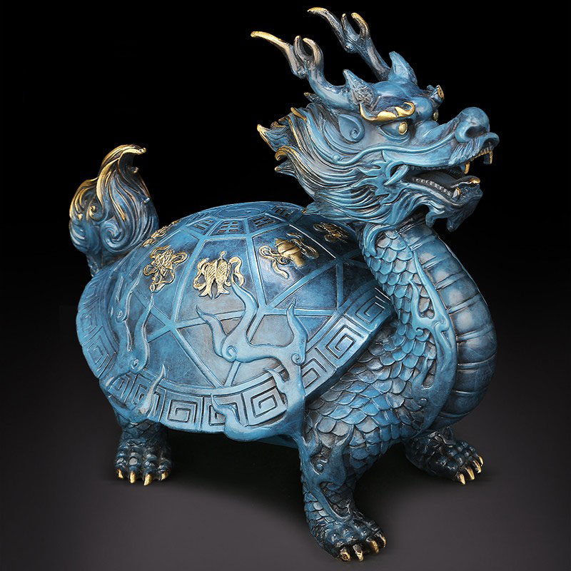 龙头龟身八宝宝龙龟铜龙龟动物摆件八卦招财摆件