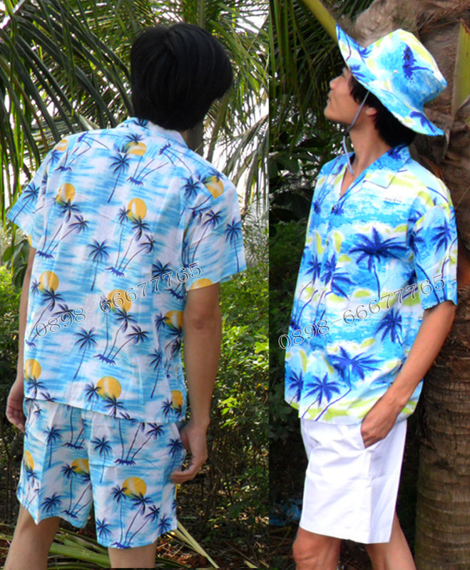 放心好店海南岛服沙滩服男装短袖大码夏衬衫