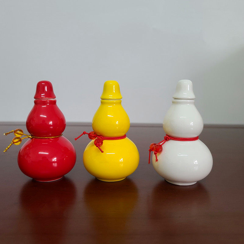 陶瓷葫芦瓶子高约8.5厘米黄红白浅蓝色浅绿色卡其色葫芦