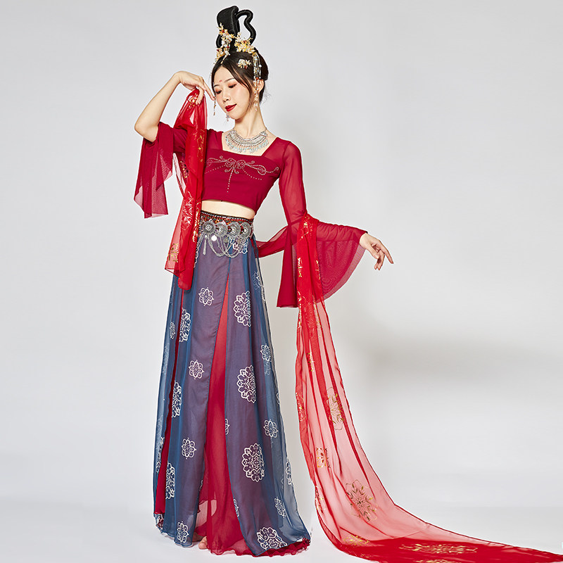 舞蹈新款古典汉服敦煌仙女练功异域风情表演演出服民族服装