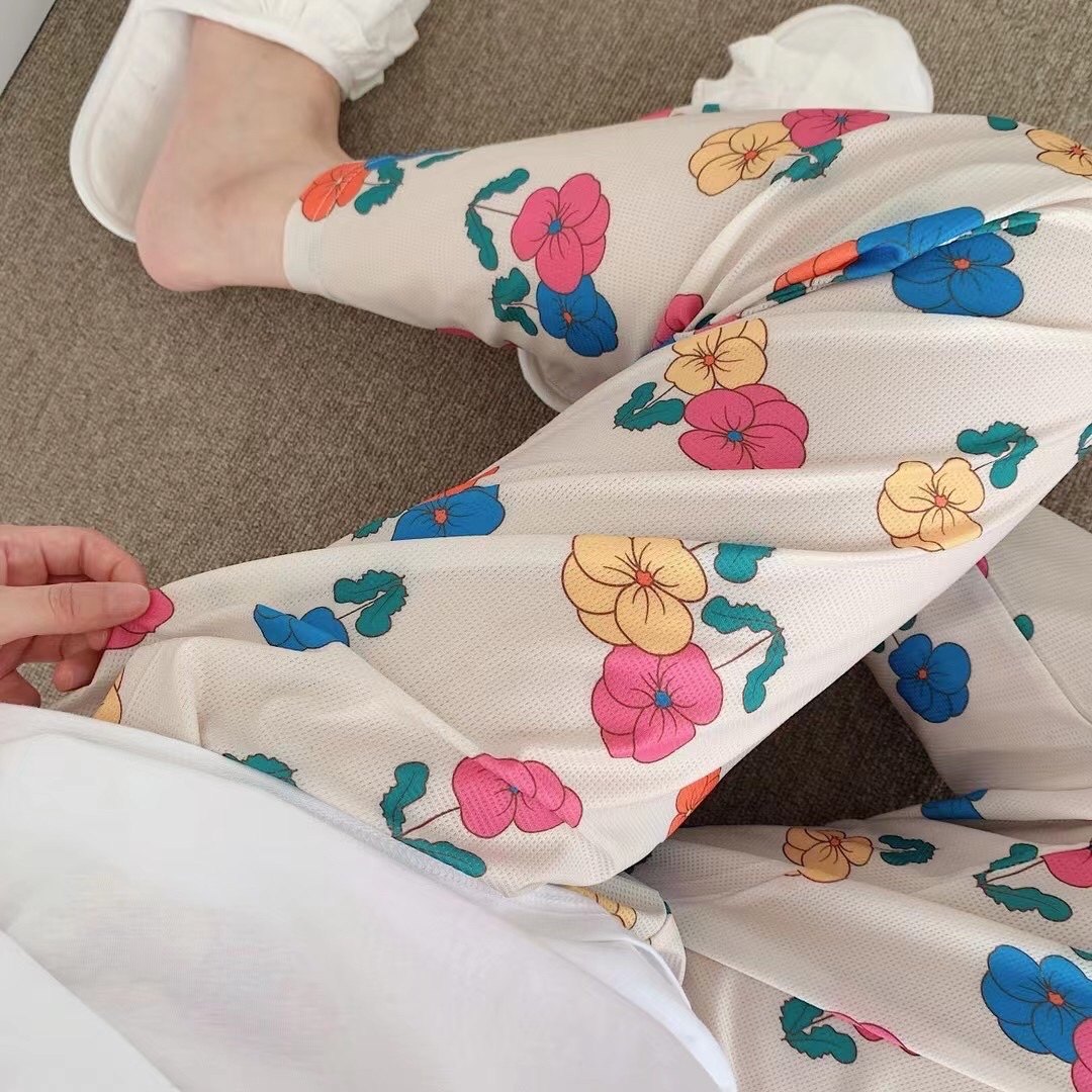 韩国boity女夏花朵网眼凉感睡裤春夏可爱可爱猴睡裤