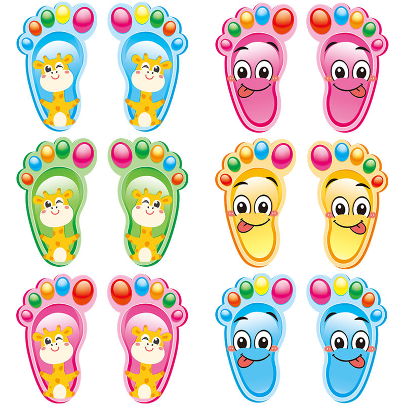 卡通脚印贴纸儿童小脚丫地贴幼儿园楼梯台阶地面墙贴