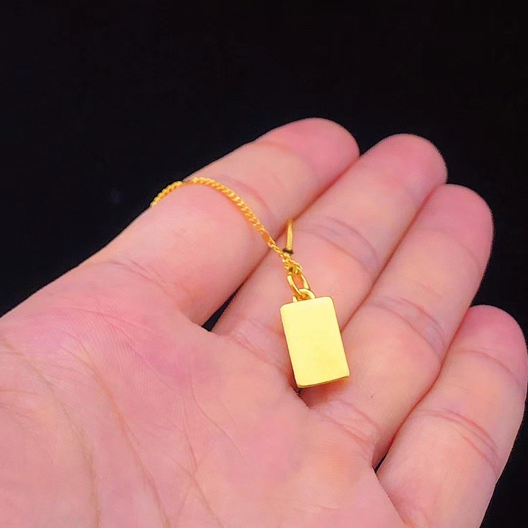 新款越南沙金小金金条项链流行热卖同款金砖项链