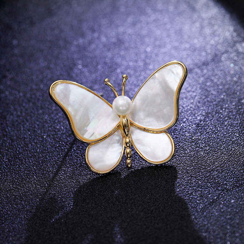 天然贝壳胸花小香风高档奢华母贝蝴蝶日韩别针胸针