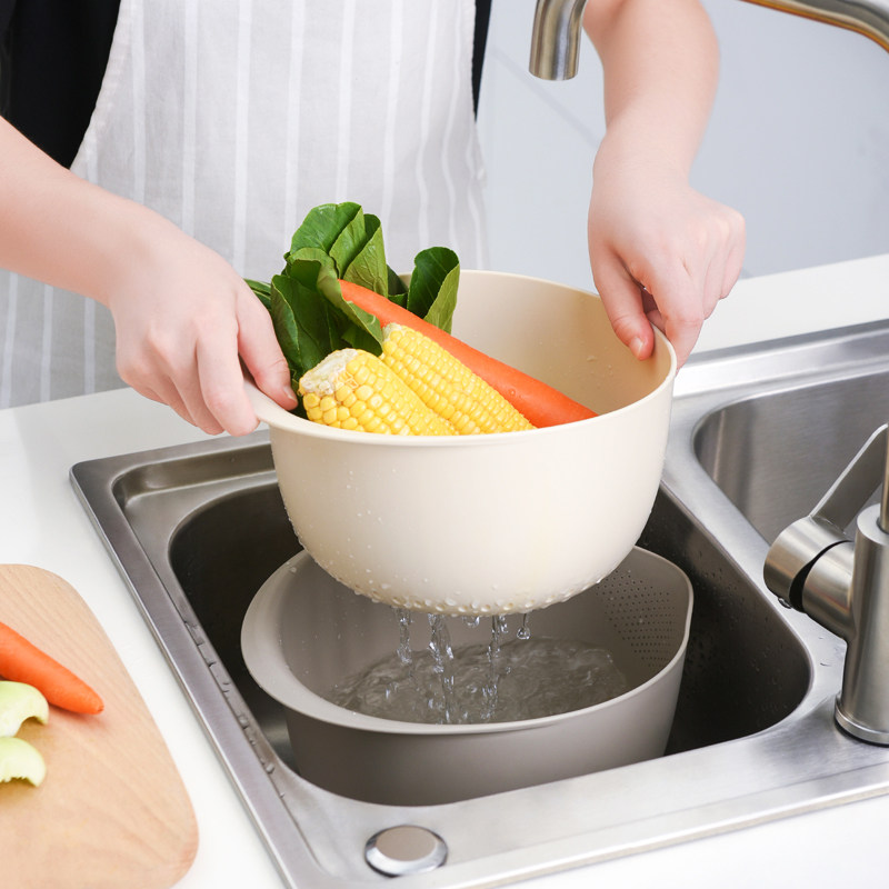 双层洗菜盆沥水篮镂空洗水果篮果蔬菜筐厨房家用水果盆果盘菜篮子