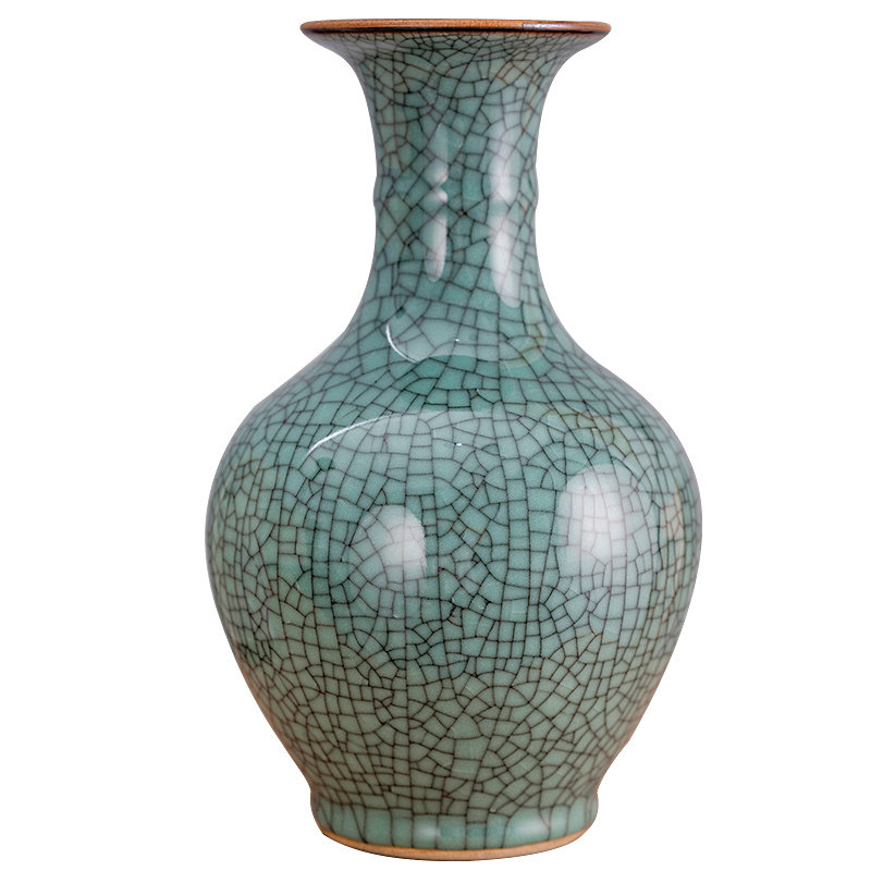 景德镇陶瓷器仿古官窑开片花瓶古典现代家饰品客厅花瓶