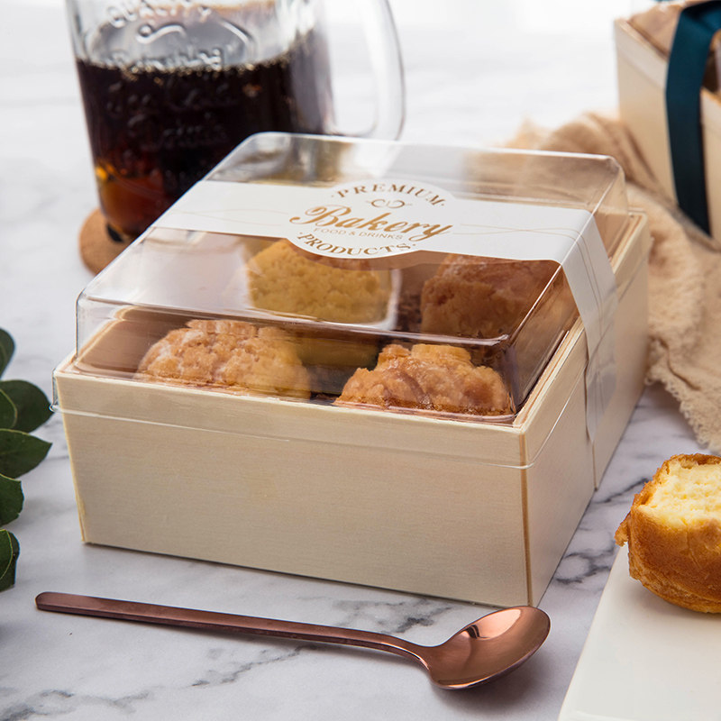 三明治包装盒闪电泡芙盒子木质正方形法式三文文治点心包装盒