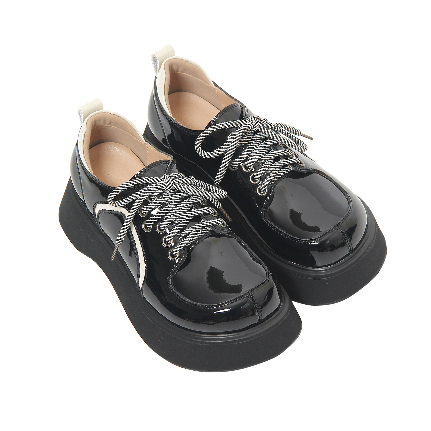 自然卷小众设计日系松糕底jk小皮鞋秋季学院风绑带增高大头单鞋女