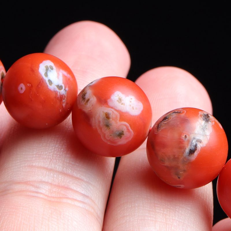 天然保山南红玛瑙手链佛珠独特铁皮皮包文玩手链