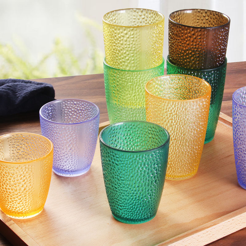 亚克力透明彩色杯子塑料水杯创意简约耐摔个性家用喝水茶杯茶餐厅