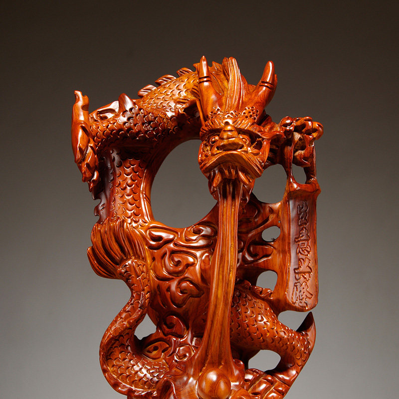花梨木雕雕龙摆件红木雕刻十二生肖动物龙家居客厅木雕