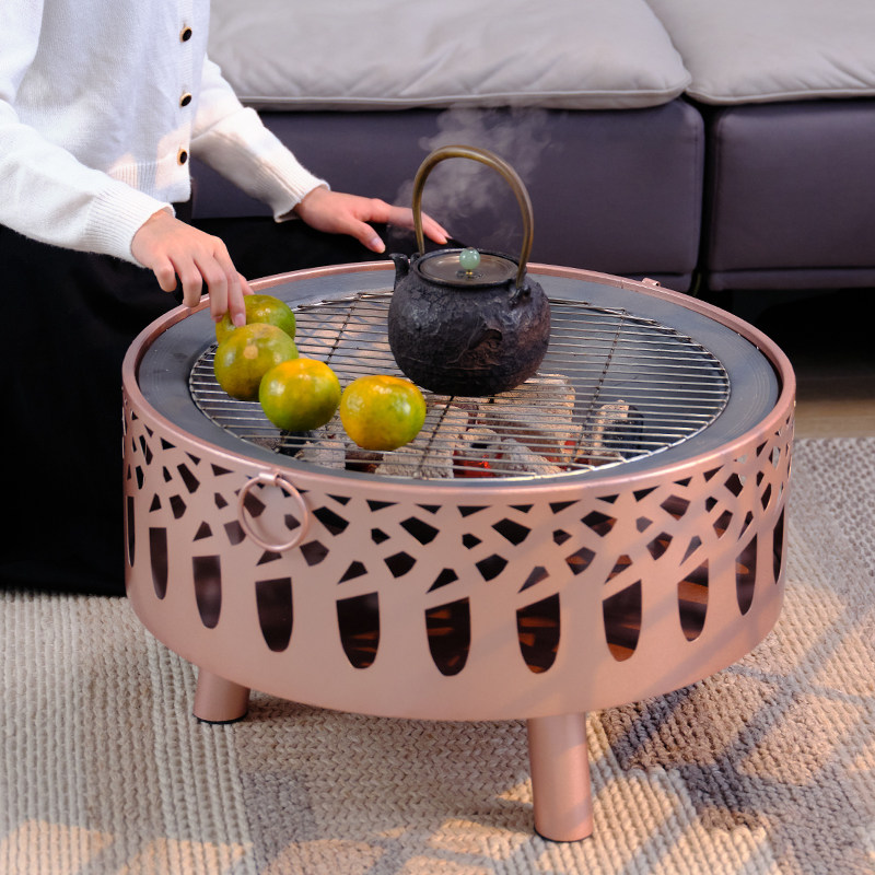 铁聚财家用烤火炉室内炭火盆碳炉家用炉子取暖炉户外烧烤架无烟碳