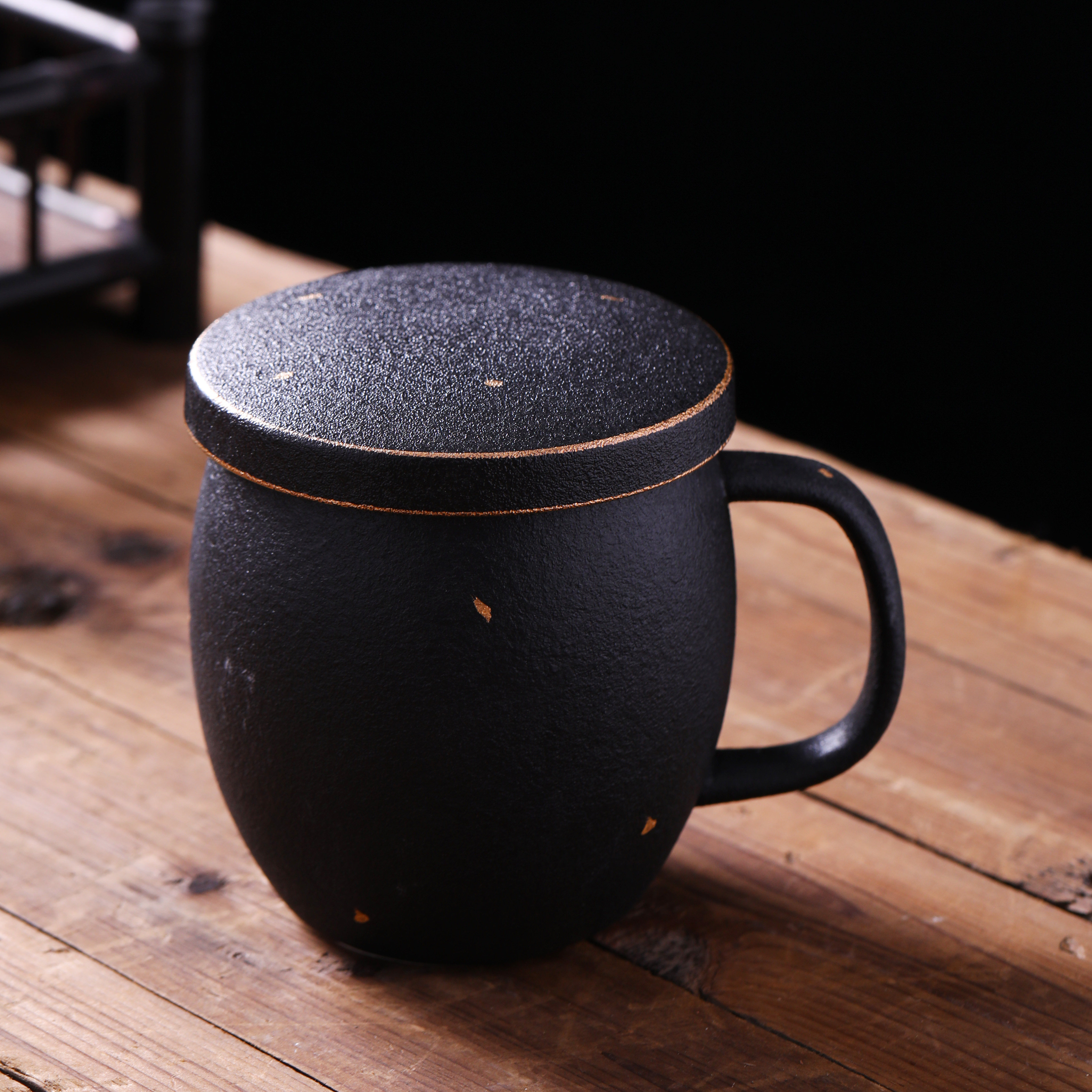 清仓最后1个磨砂粗陶景德镇陶瓷茶杯带盖办公自在茶杯