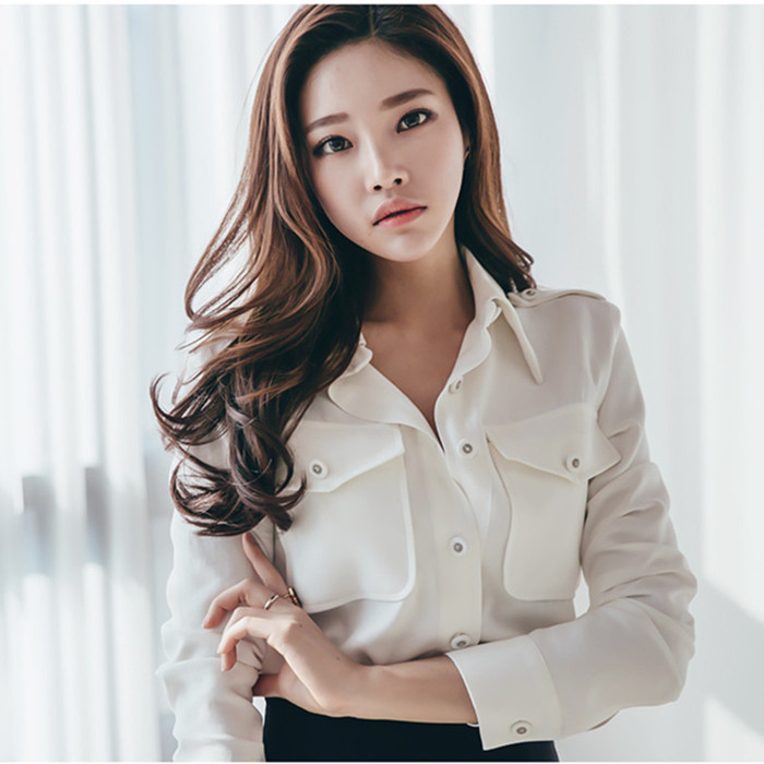 新款热卖时尚白色衬衫女显设计小众气质女神范衬衫