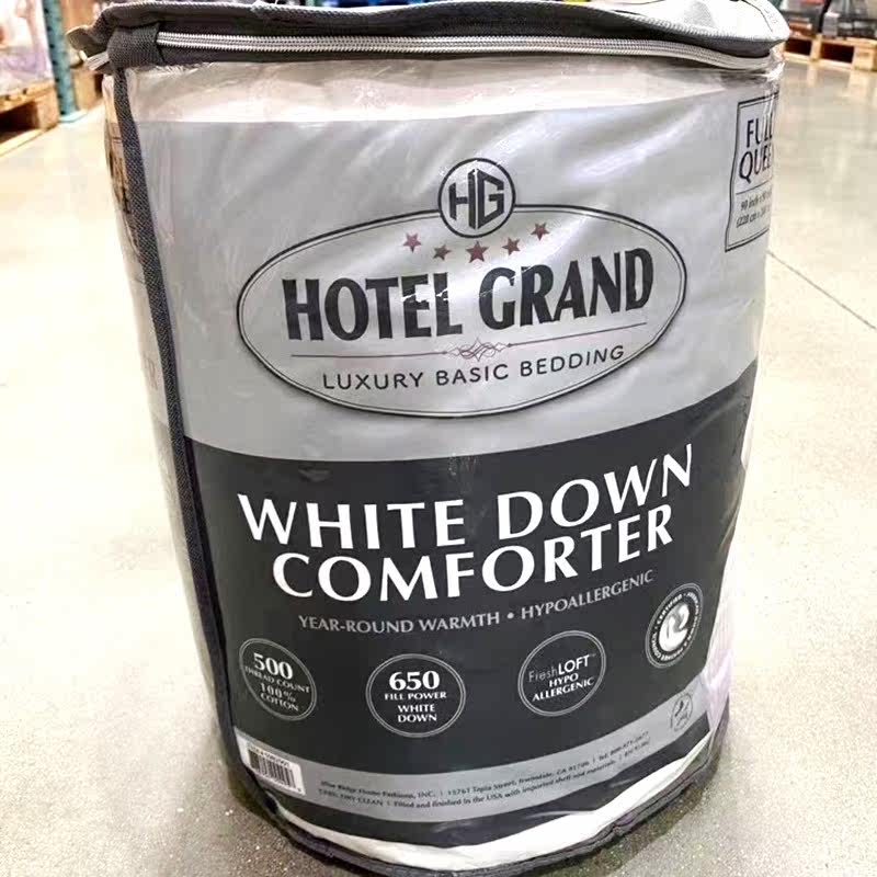 美国直邮hotelgrand欧洲白羽绒羽绒线程全棉被套羽绒