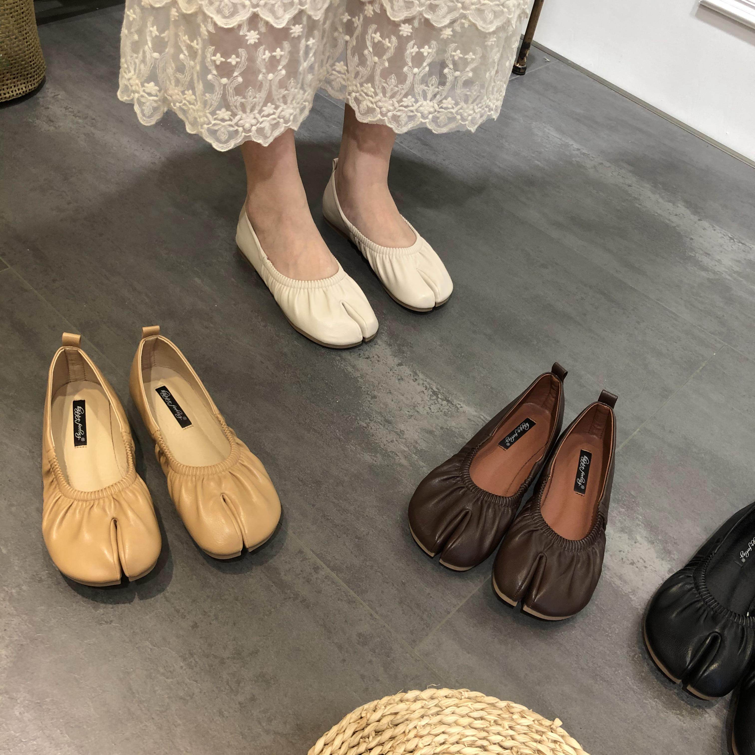 韩国东大门新款猪蹄鞋女平底单鞋2020夏季软皮单鞋