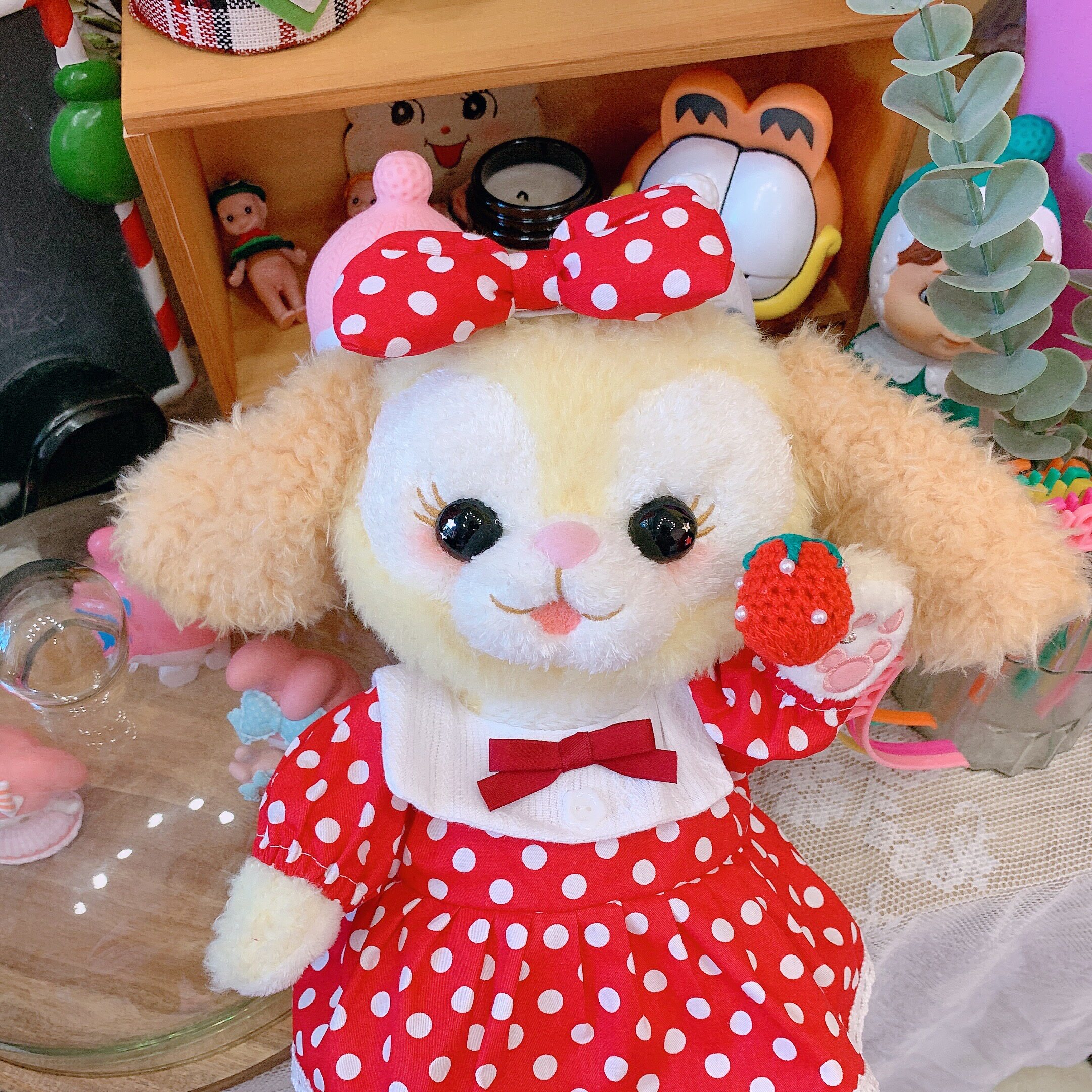 星黛手作田园图案波点红色公仔黛拉史黛拉50cmbjd娃娃
