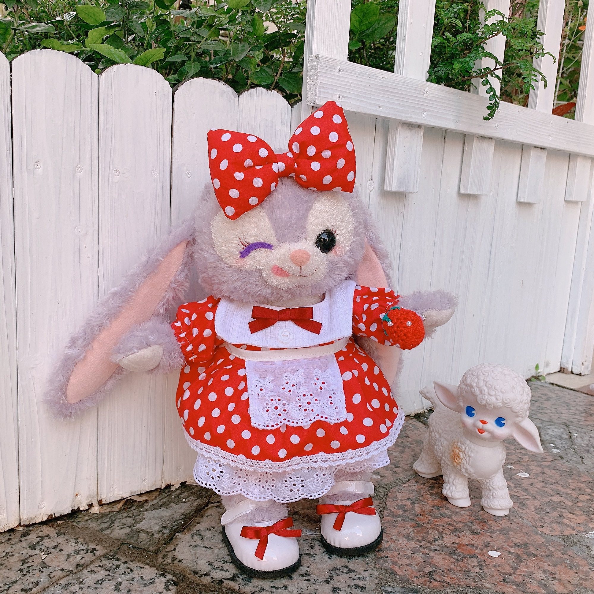 星黛手作田园图案波点红色公仔黛拉史黛拉50cmbjd娃娃