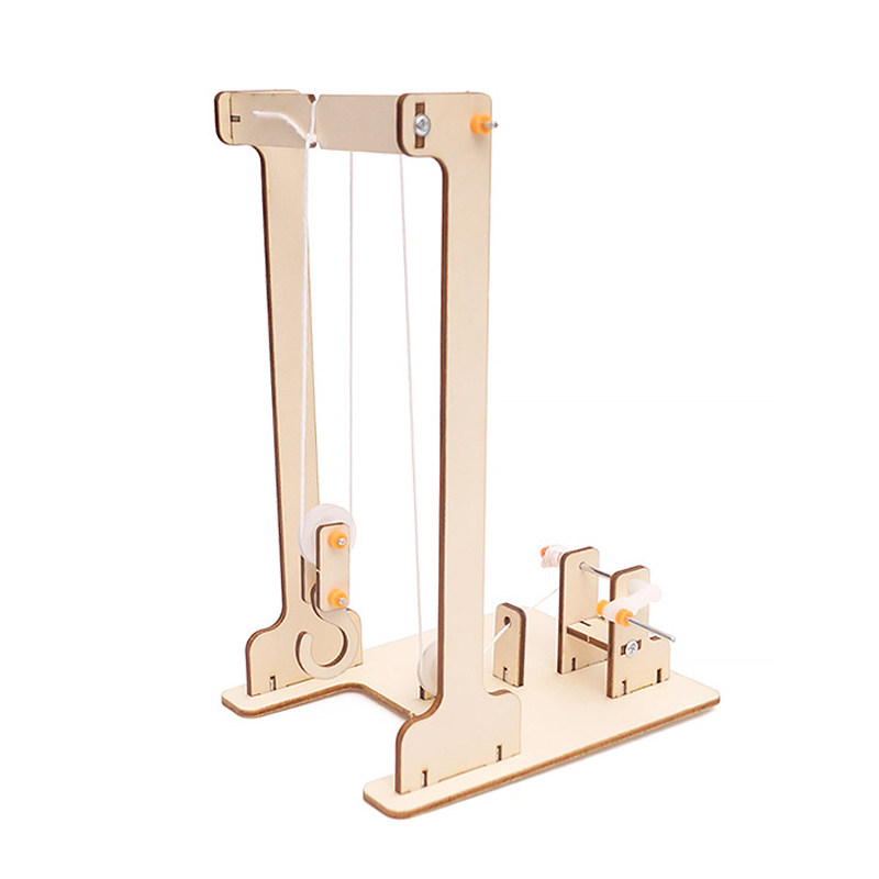 幼儿儿童小手手工diy玩具制作自制手摇起重机科学实验