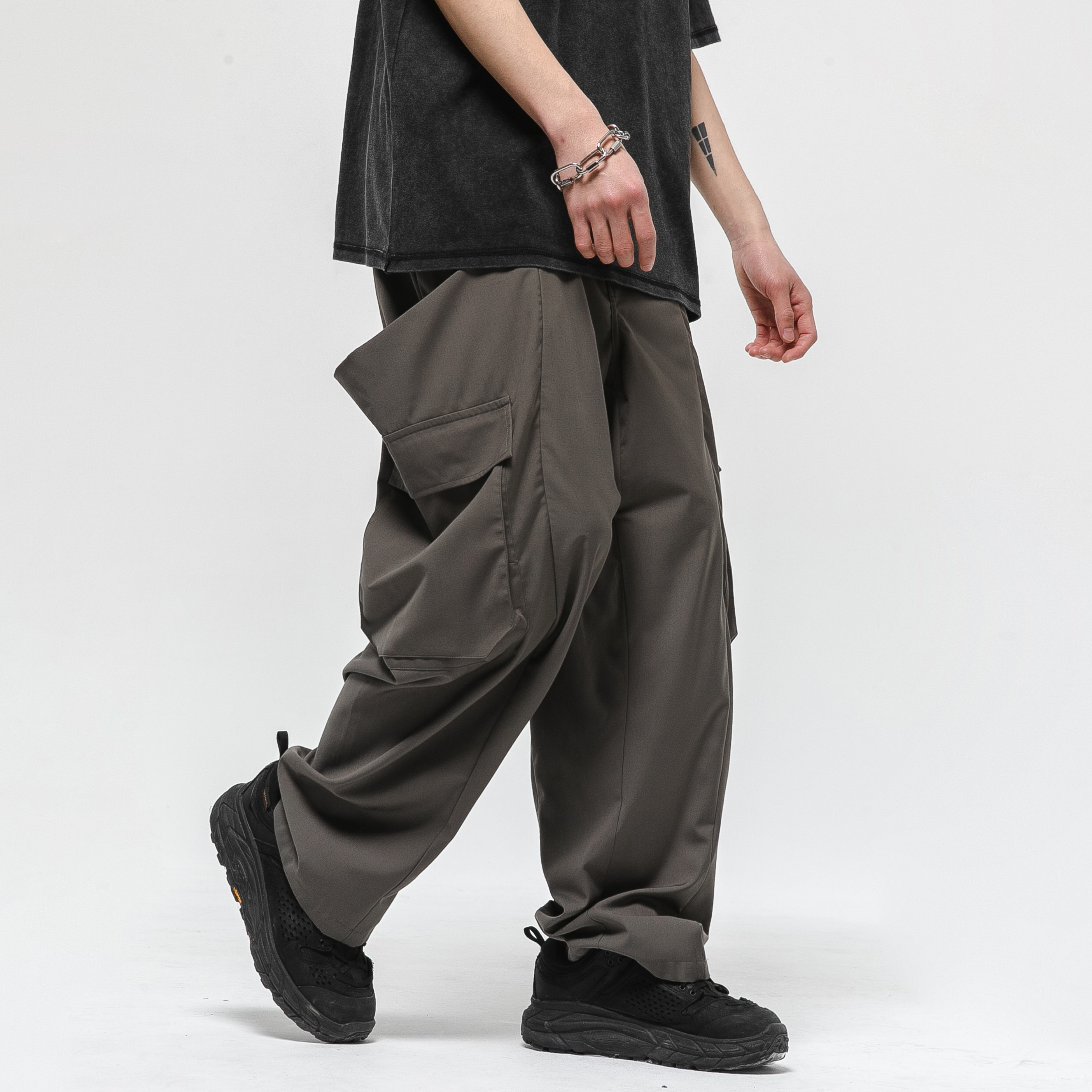 varied大口袋大兜西装裤春夏季薄款休闲宽松直筒垂坠潮流长裤男女