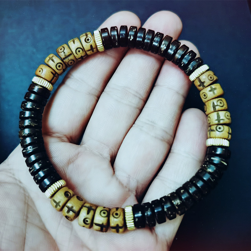 椰壳手串男椰子壳菩提子复古个性牛骨印第安情侣手链