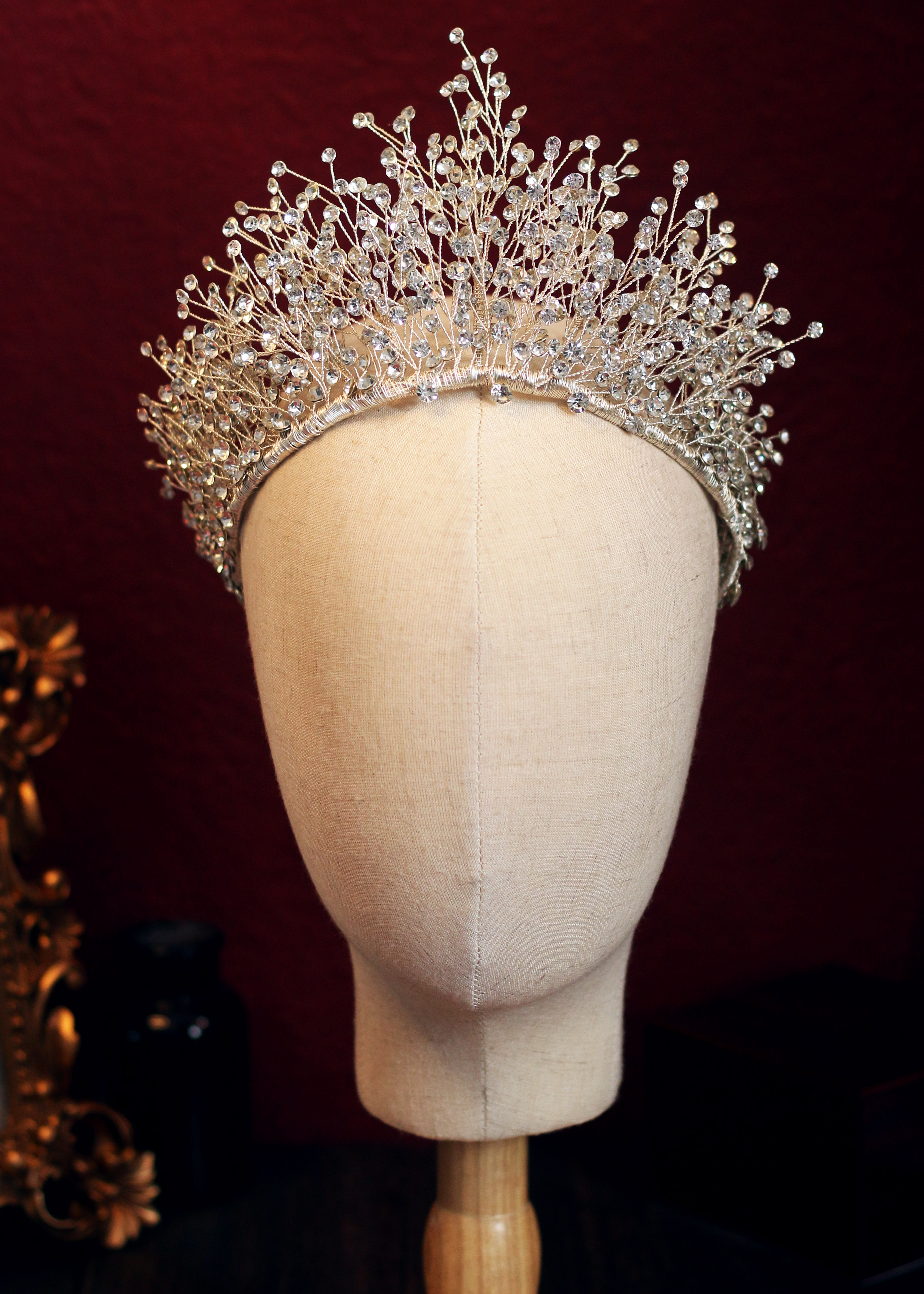 高档定制奢华闪亮水钻大皇冠儿童公主女王冠女孩艺考演出新娘头饰