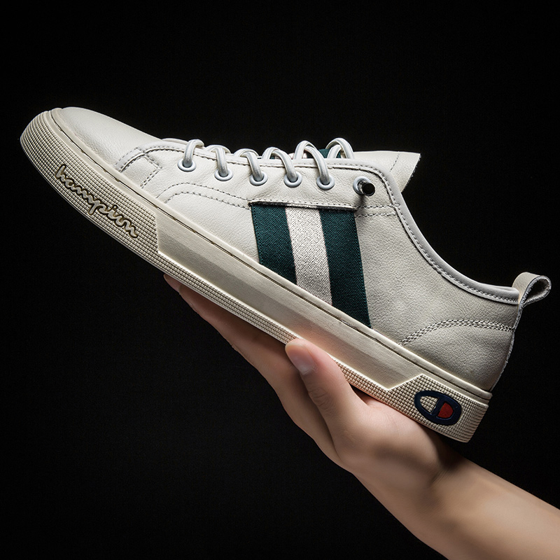 真皮小白鞋子男士夏季薄款透气冠军潮流休闲男鞋夏款45码运动板鞋