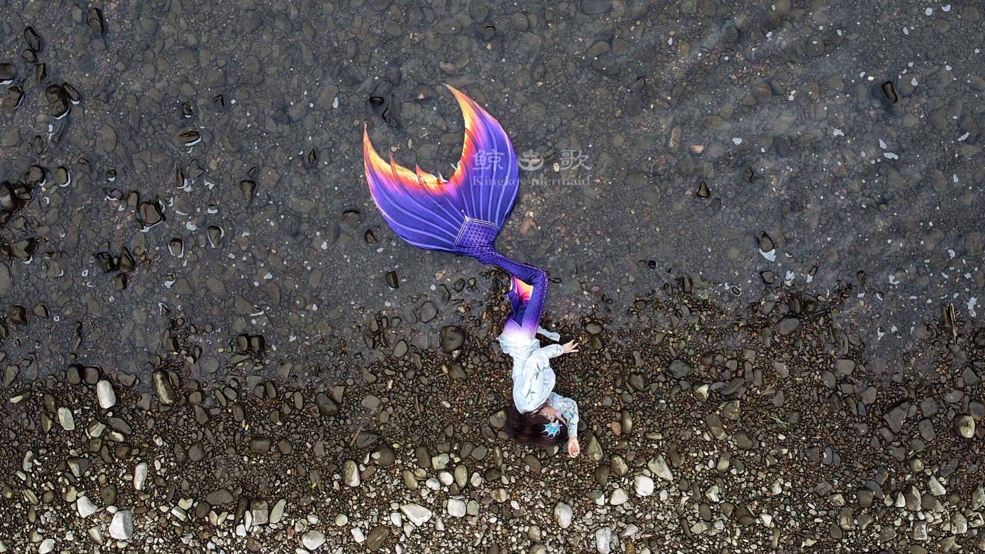 鲸歌原创美人鱼尾巴定制高品质鱼皮海洋馆演出自由分体泳衣